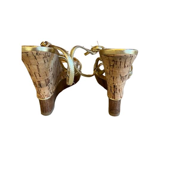 Charles David strappy Metallic Good Cork wedge sandals gold 8.5 - Picture 6 of 8